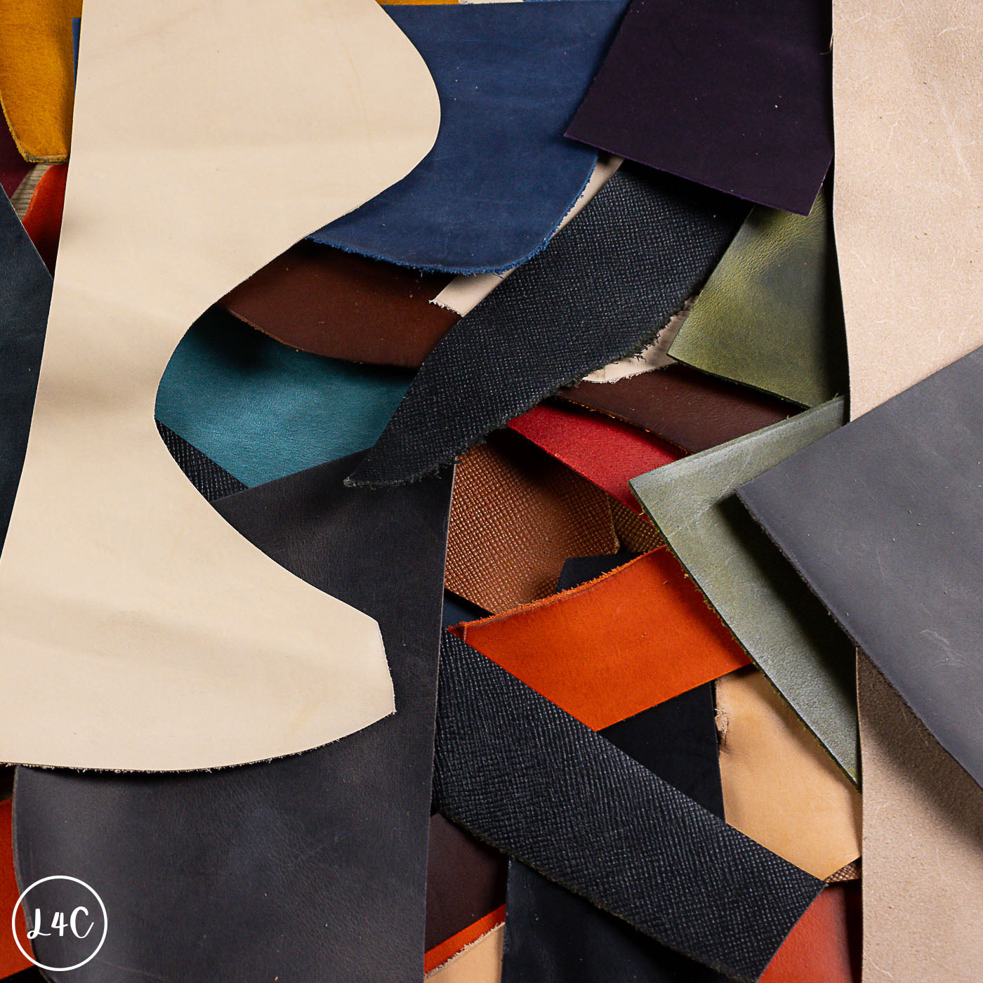 Colourful leather off cuts