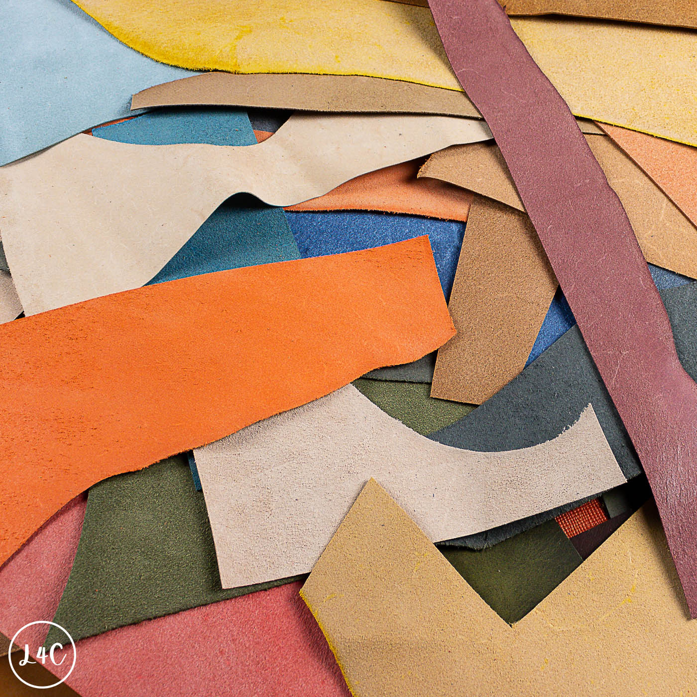 Collection of colorful leather in various shapes and sizes.