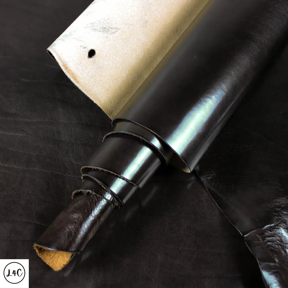 Ebony Veg Tan Leather rolled