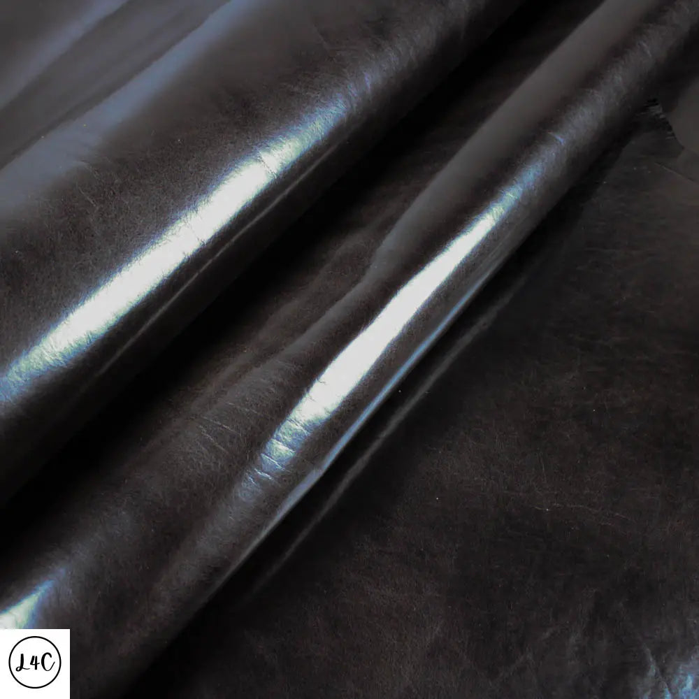 Ebony Veg Tan Leather with light glossing