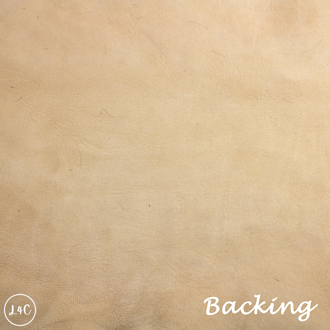 Beige textured leather with 'Backing' text and a logo in the corner