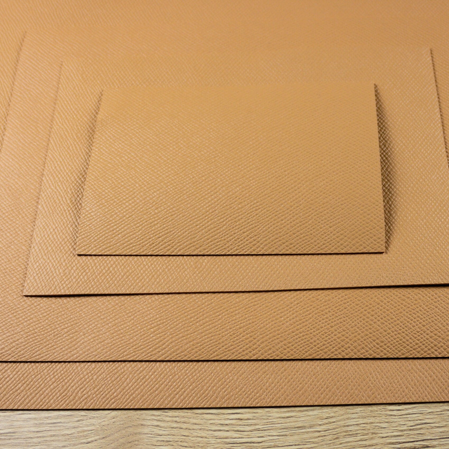 Hatch Grain Embossed Veg Tan Leather, A Size Panels