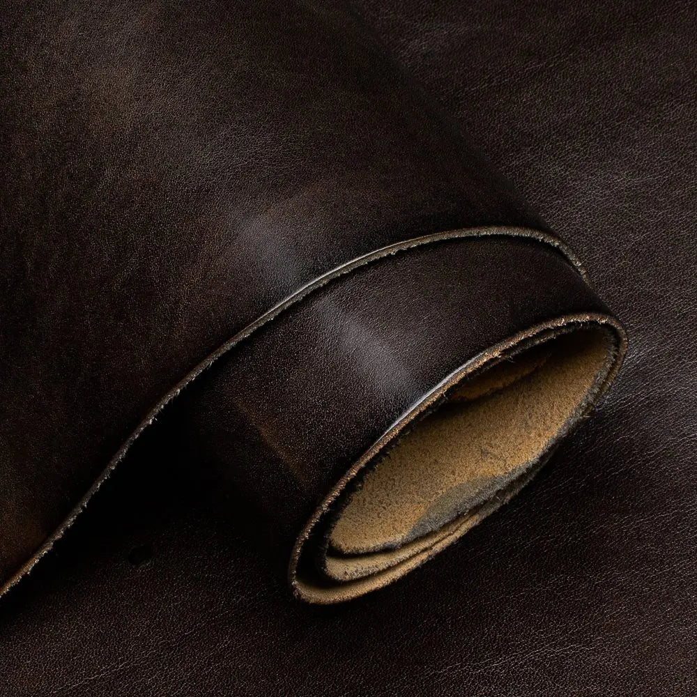 Ebony Veg Tan Leather rolled