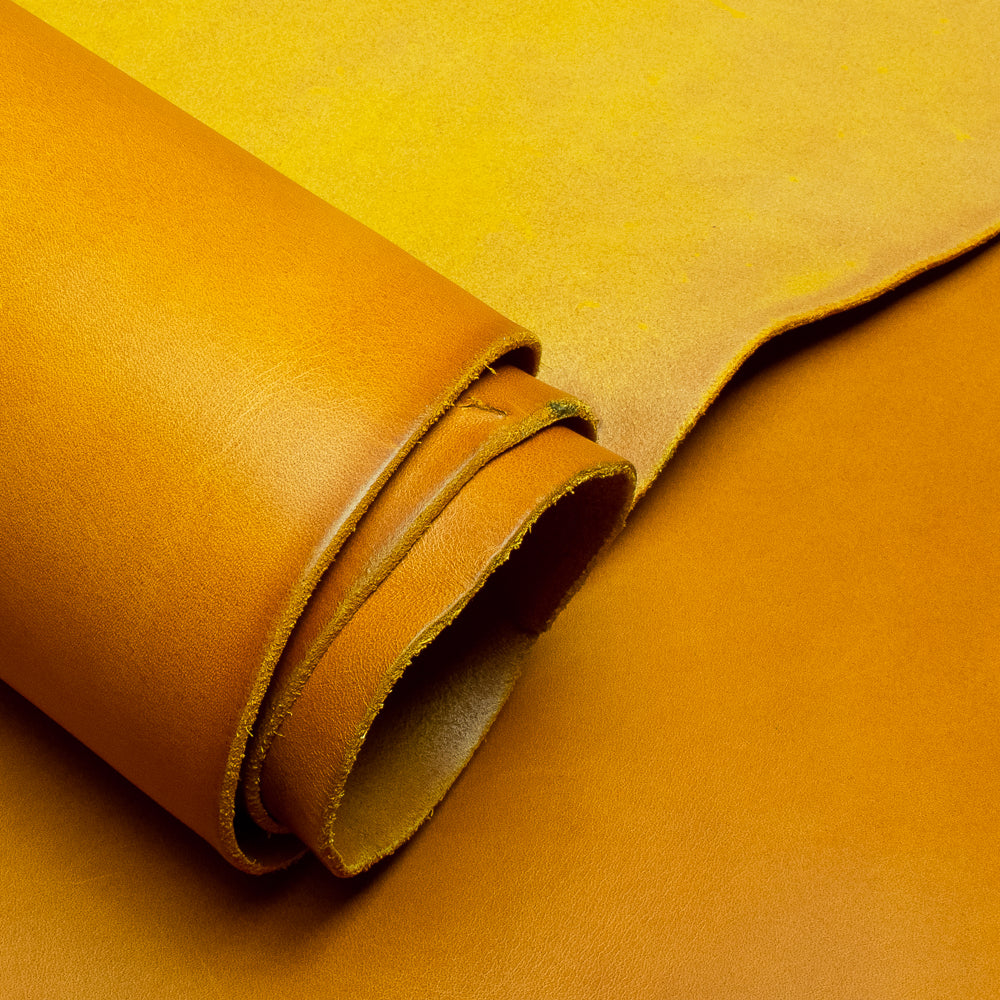 Close-up of yellow leather as a roll