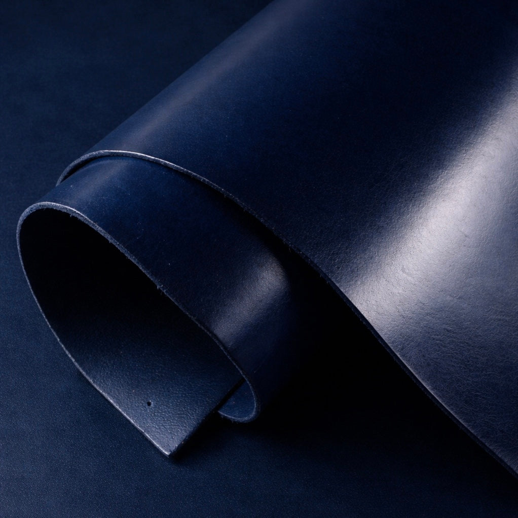 italian veg tanned leather, navy