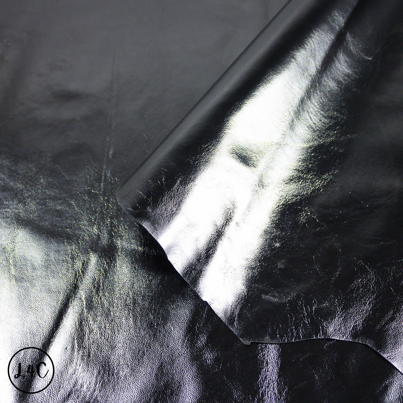 Close-up of a textured pewter leather  