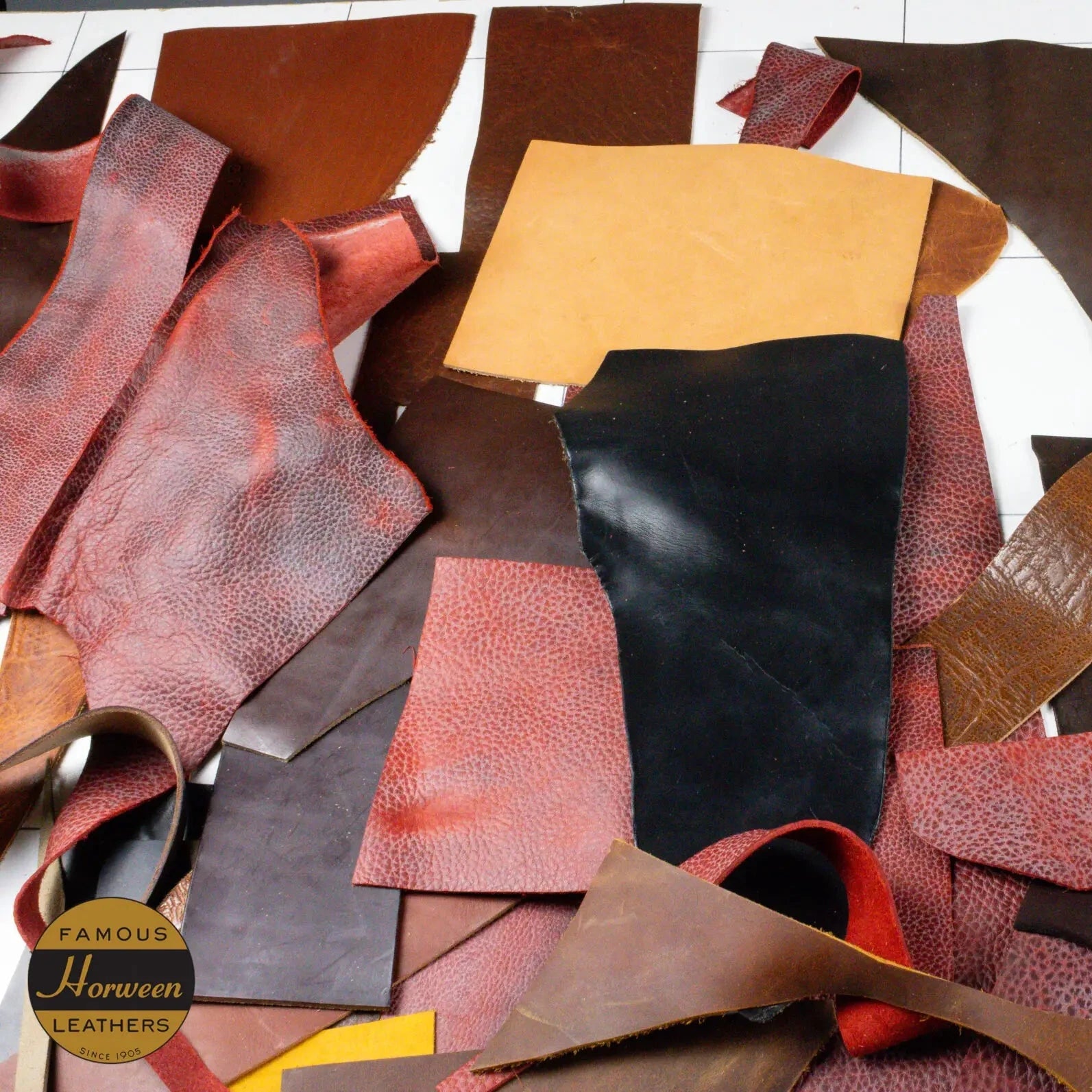 Assorted Horween Leather Off Cuts long