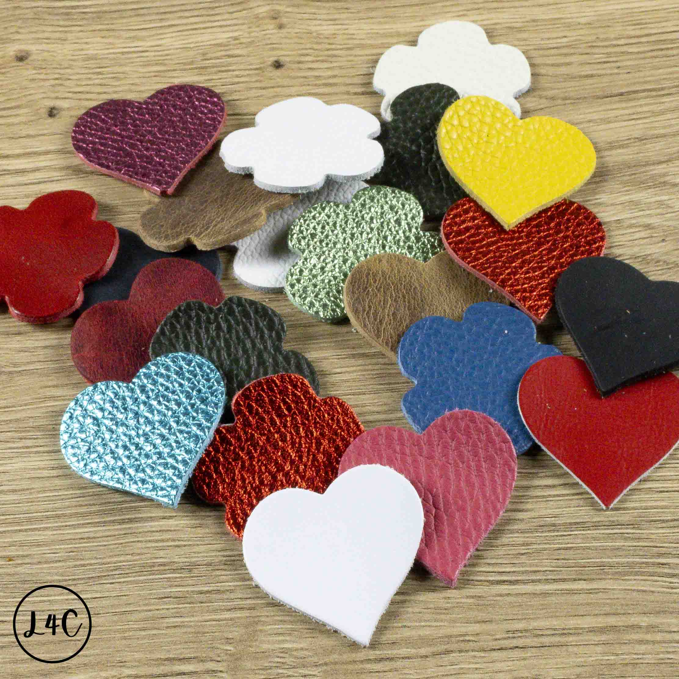 Assorted Leather Hearts & Flowers