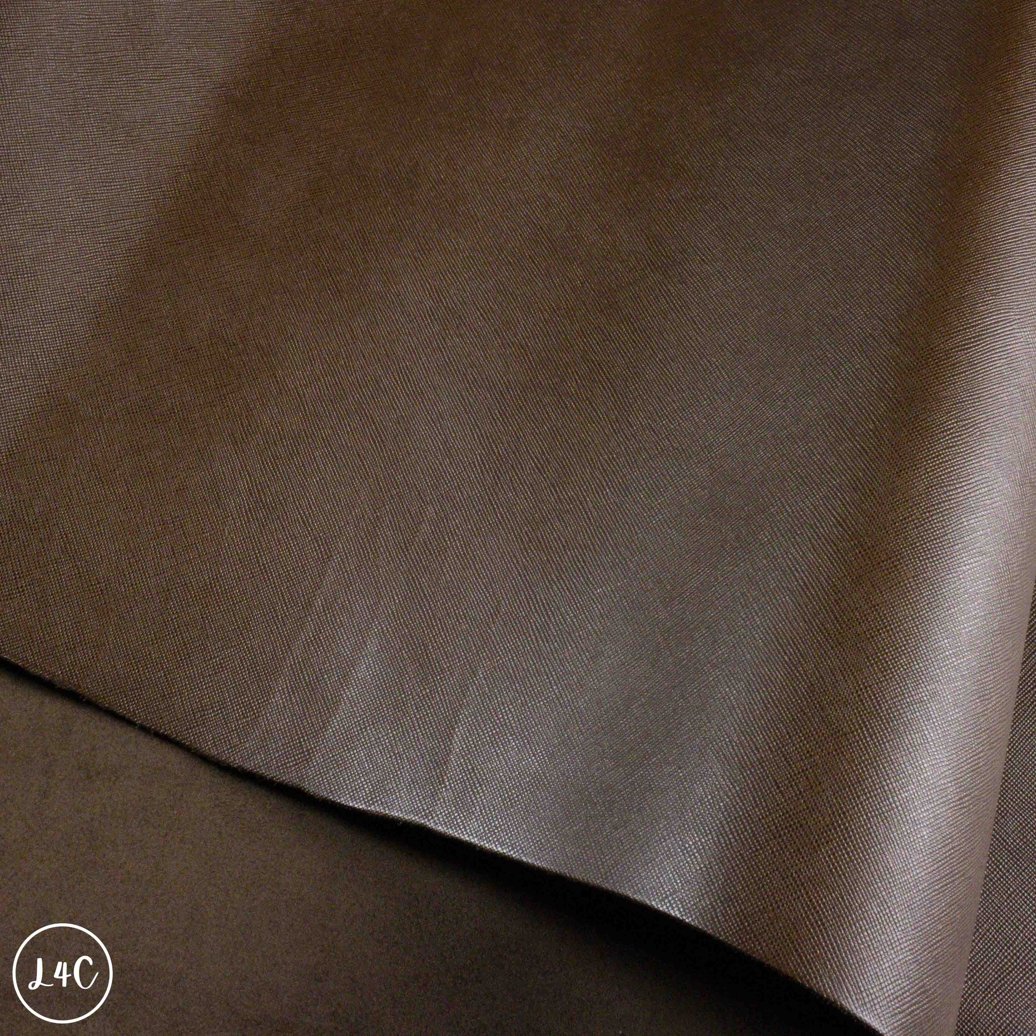 Brown Saffiano Embossed Leather Folded