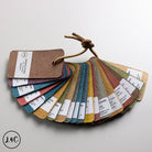 leather samples with various textured colors on a white background.