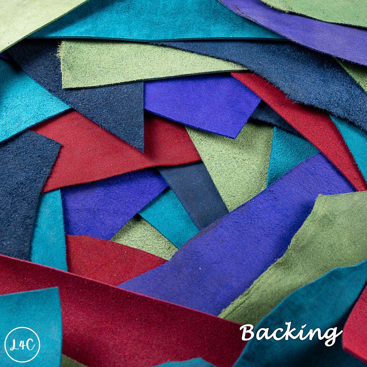 Colorful crazy horse leather in various shades of red, blue, green, and purple.