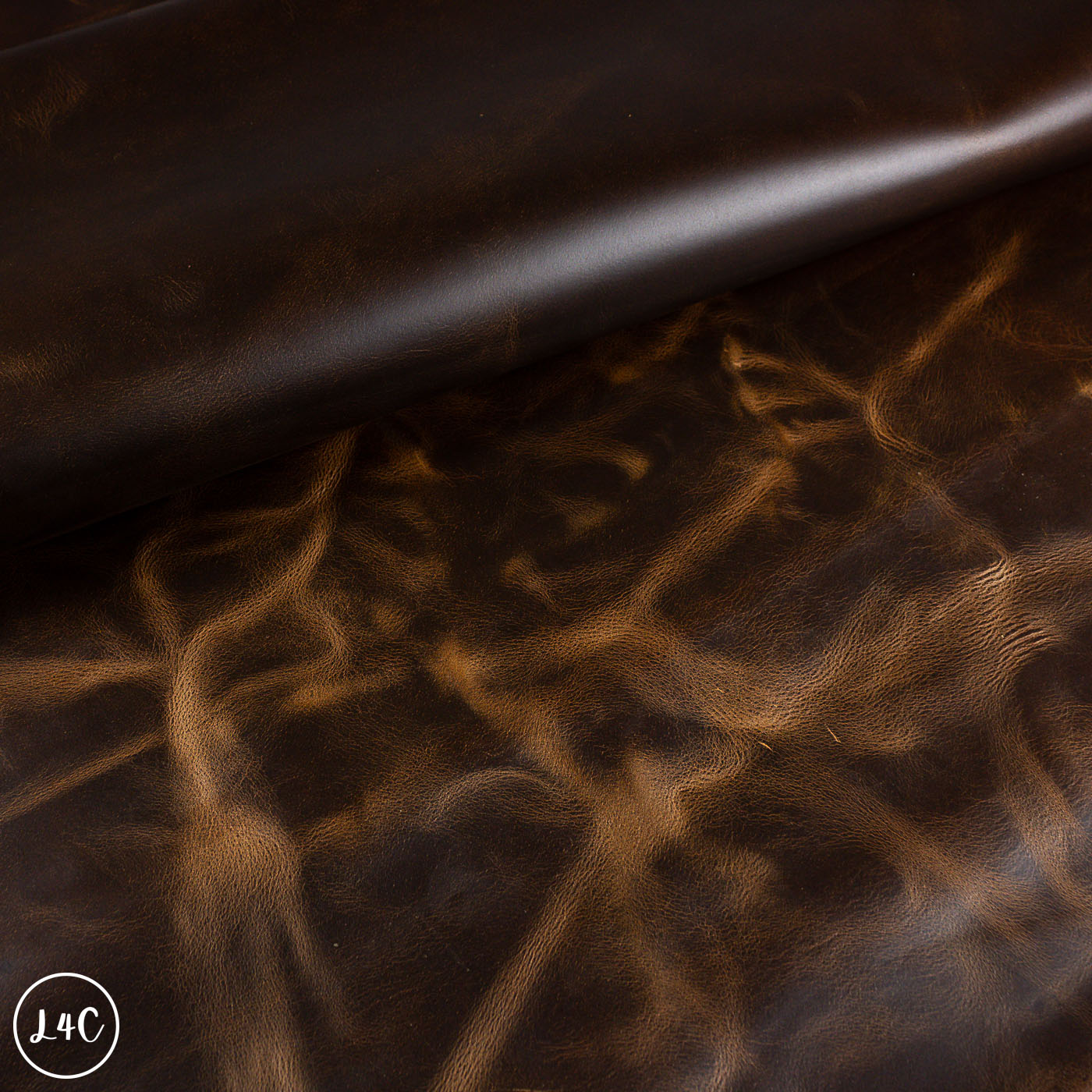 Close-up of brown leather texture with visible grain