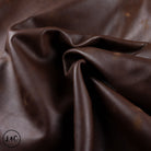 Close-up of brown leather hide with visible texture
