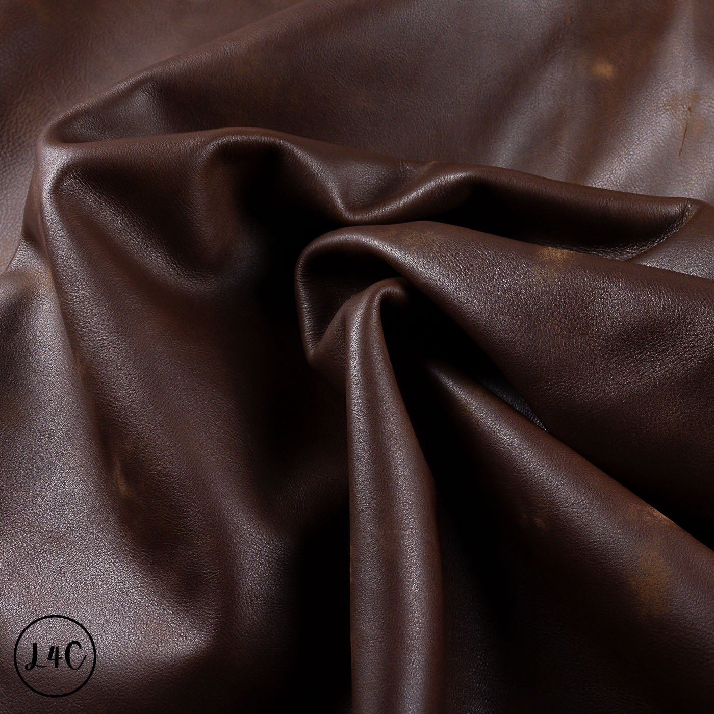 Close-up of brown leather hide with visible texture