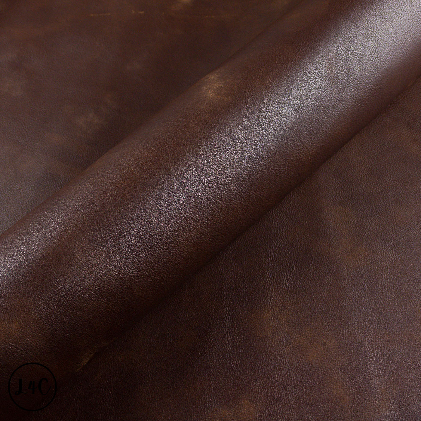 Close-up of brown leather hide with visible texture