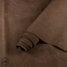 Brown leather hide with a roll
