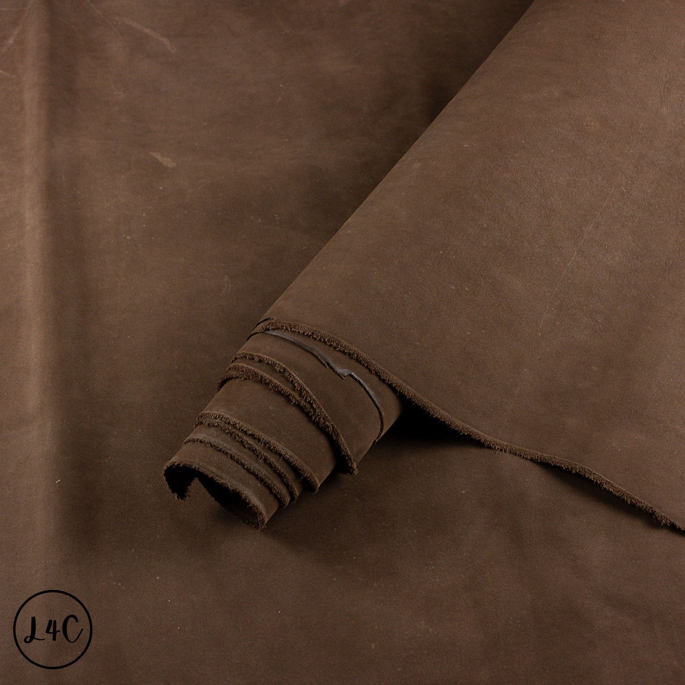 Brown leather hide with a roll