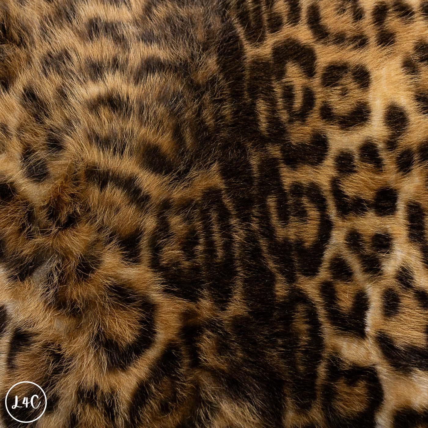 Close-up of leopard print leather hide with visible texture