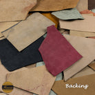 Collection of leather offcuts backing in various colours.
