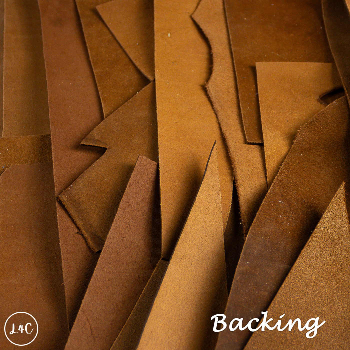 Brown leather sheets with 'Backing' text and L4C logo.