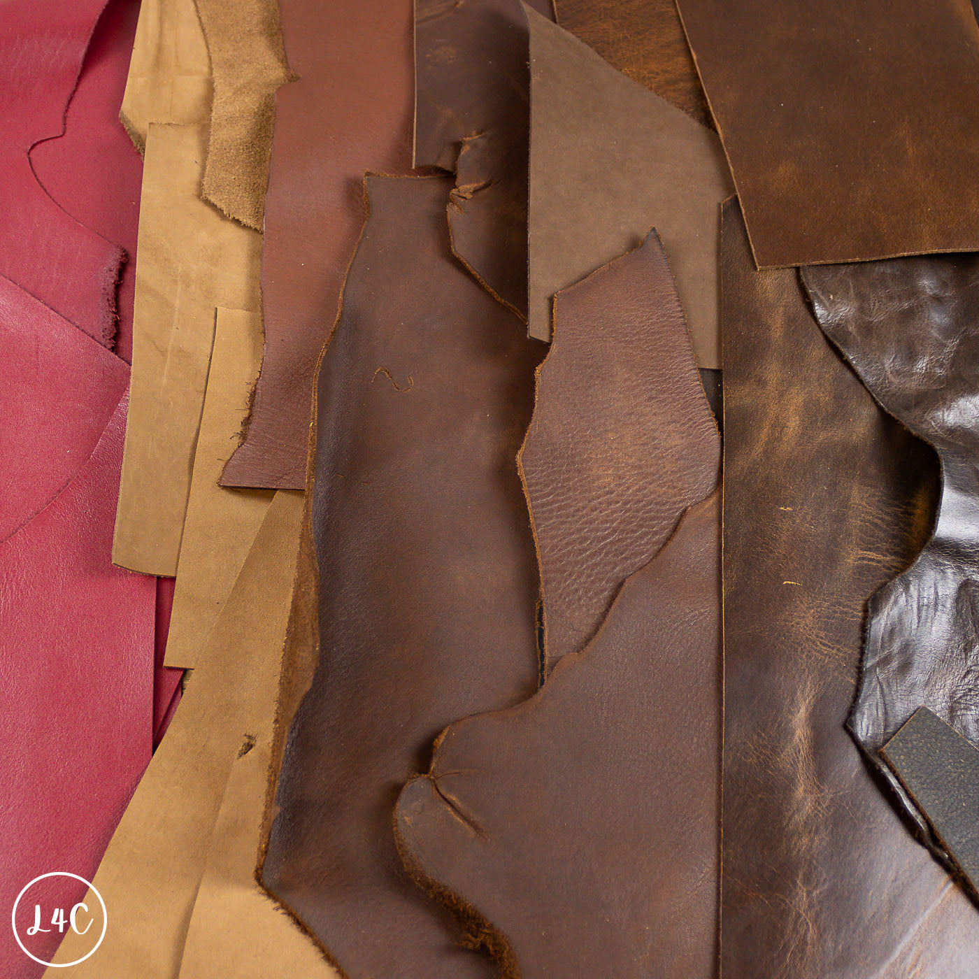 Collection of different textures and colors of leather