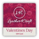 Valentine's Day Gift Card with red roses and 'Leather4Craft' branding