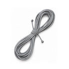 A coiled gray elastic cord or strap, secured with a matching tie, shown on a clean white background.