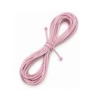 A coiled baby pink elastic cord or strap, secured with a matching tie, shown on a clean white background.