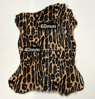 Leopard print hide with measurements on a white background