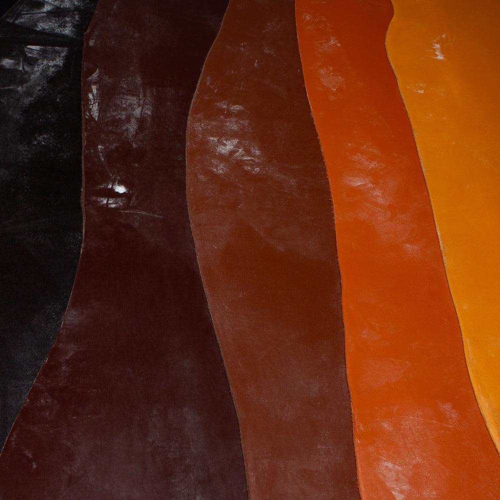 collection photo of all the colours in the bridle leather