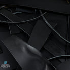 Close-up of black walpier rocky leather off cuts.