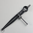 Black metal wing divider with adjustable components on a gray background