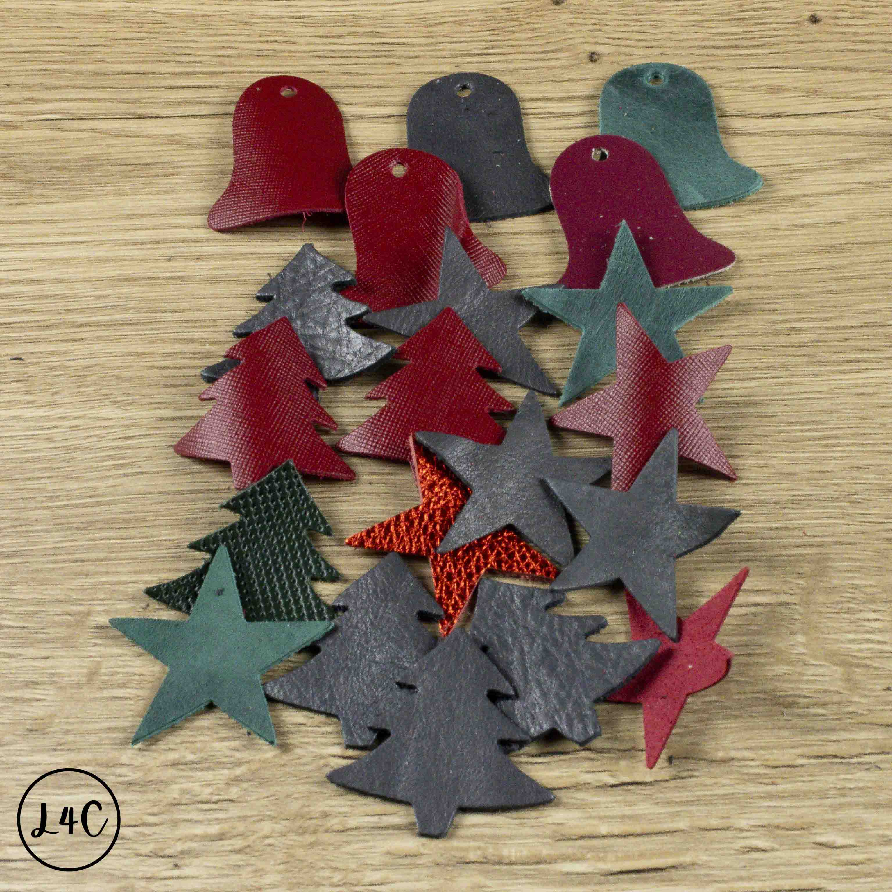 Christmas Leather Pre Cut Shapes trees and stars