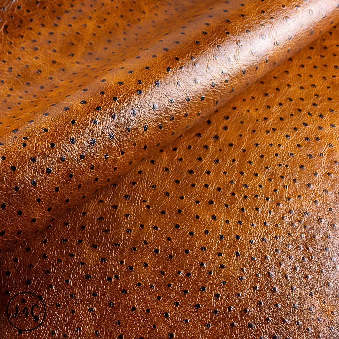 Close-up of brown perforated leather texture