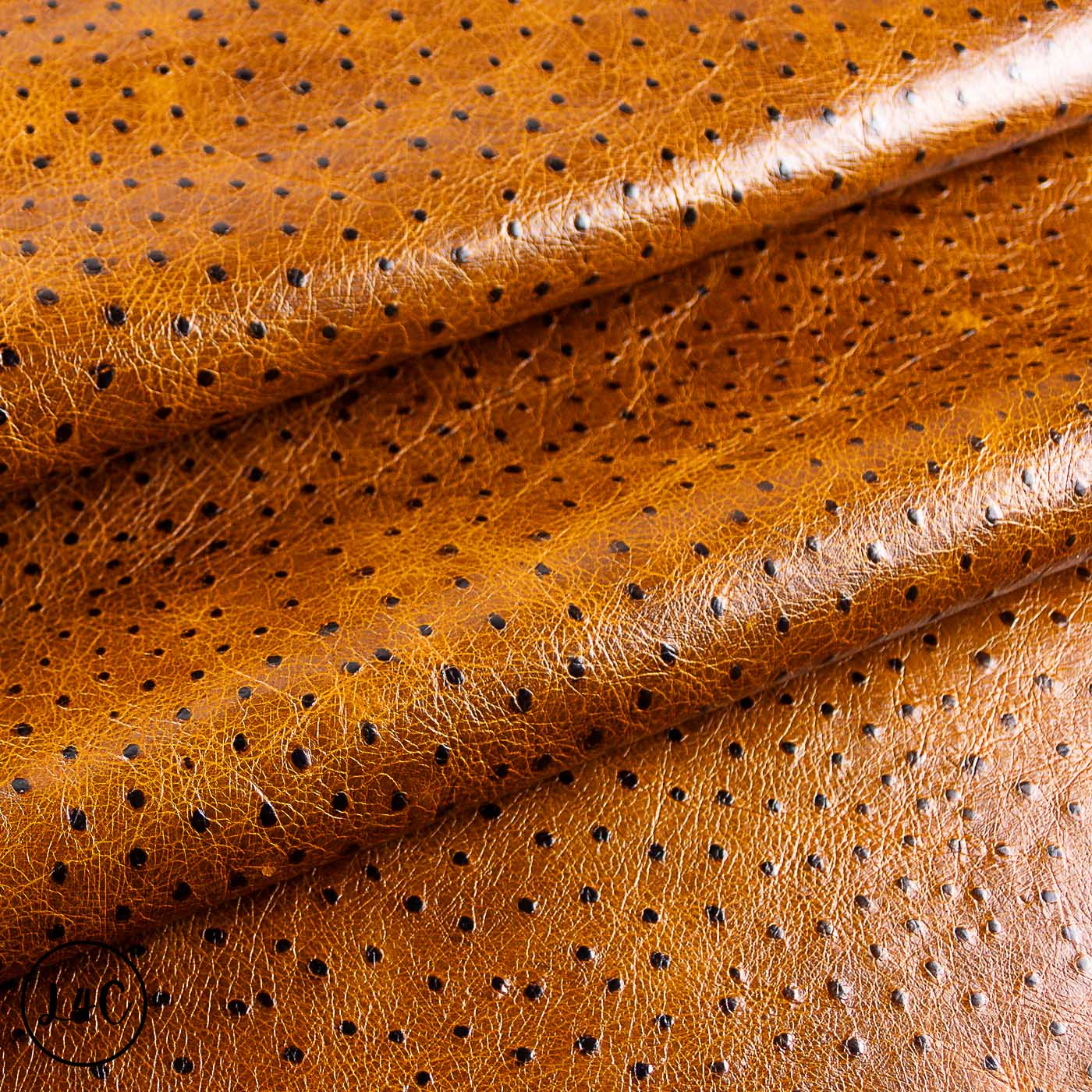 Close-up of brown perforated leather fabric