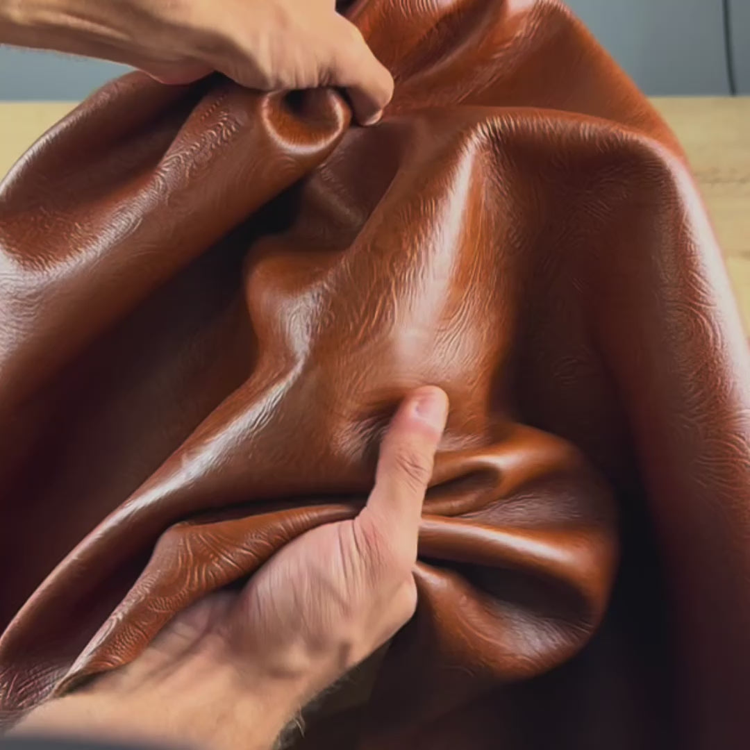 Video highlighting the floral leather hide