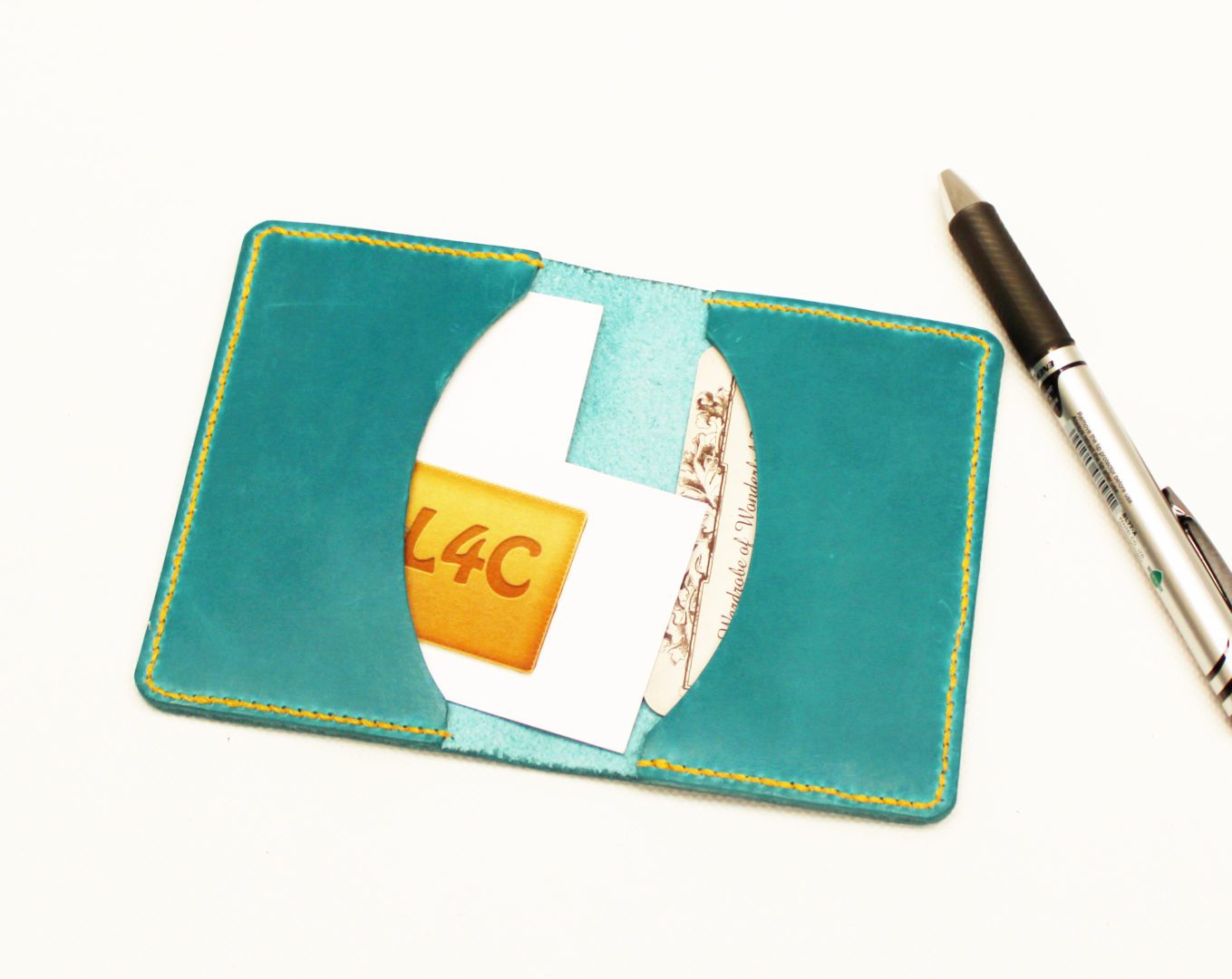 Handmade Aqua Marine Credit Card Holder - Leather4Craft