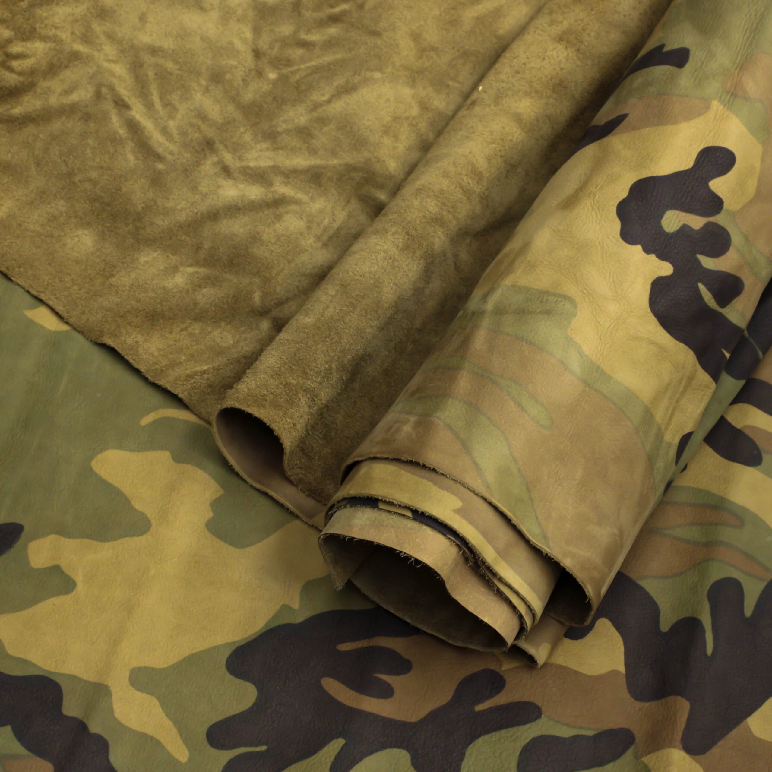 Soft Printed Suede, Camo Green, 1 - 1.2mm think, A Sizes - Leather4Craft