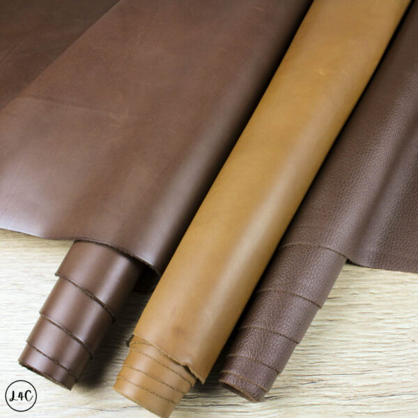 Trio of Leather Hides, 1.2 - 1.6 mm, Approx 45 Sq Ft