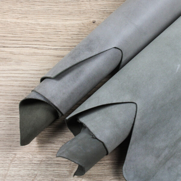 Pack of 2, Grey Nubuck Kid Leather Hides, 0.8 - 1.0 mm, approx 6 sq ft